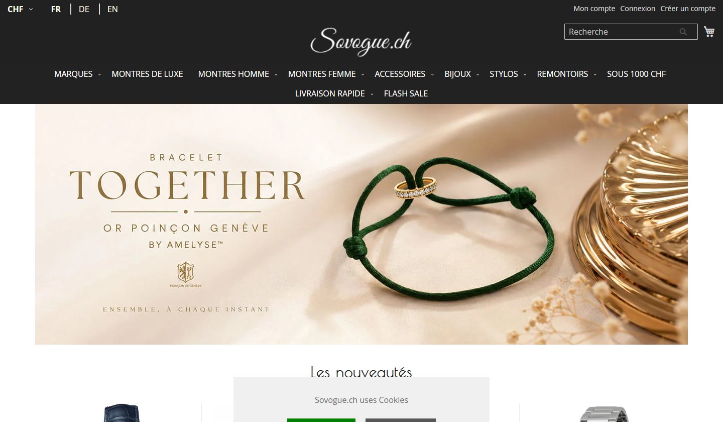 Sovogue, boutique suisse de montres et bijoux